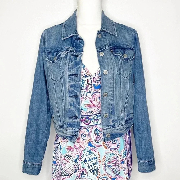 Levi's Blue Denim Button Trucker Jean Jacket Size Small - Picture 9 of 12